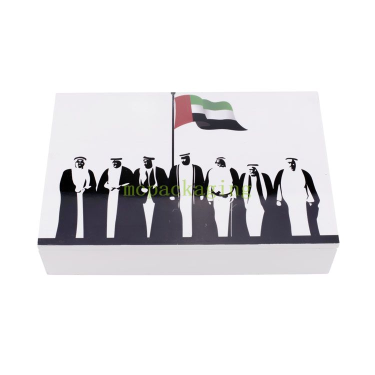 KSA Jeddah Season Wooden Box Factory Customized Custom White Open Lacquer Engraved Wooden Crate Gift Chocolates Box Wood Box