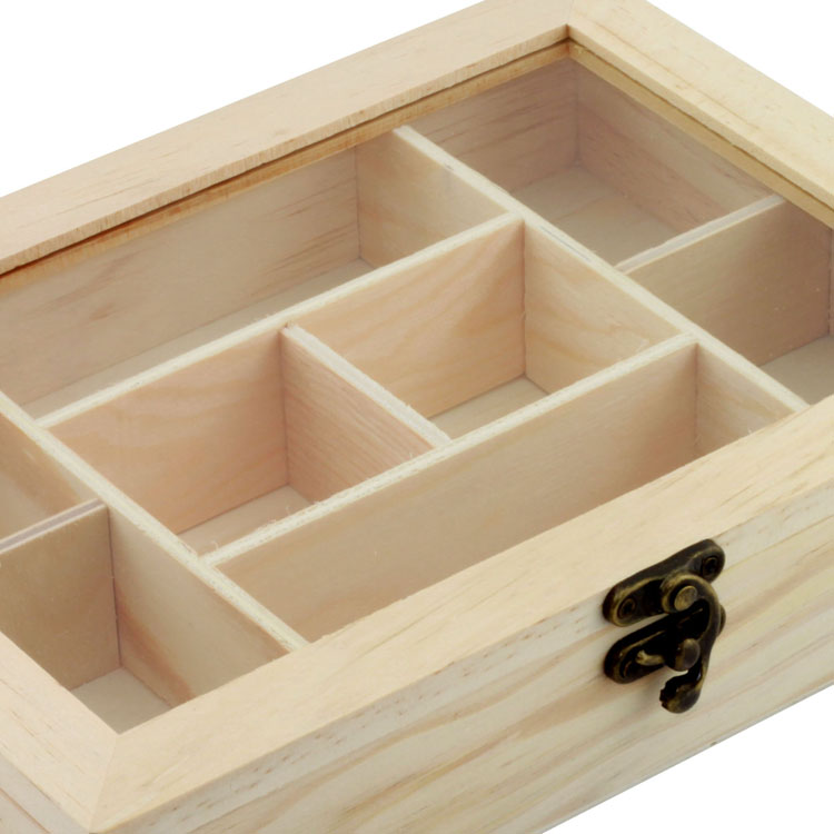 Wood Box factory customized Wooden Box factory customized Wholesale Custom Logo Glass Lid Wooden Tea Bag Box For Gift