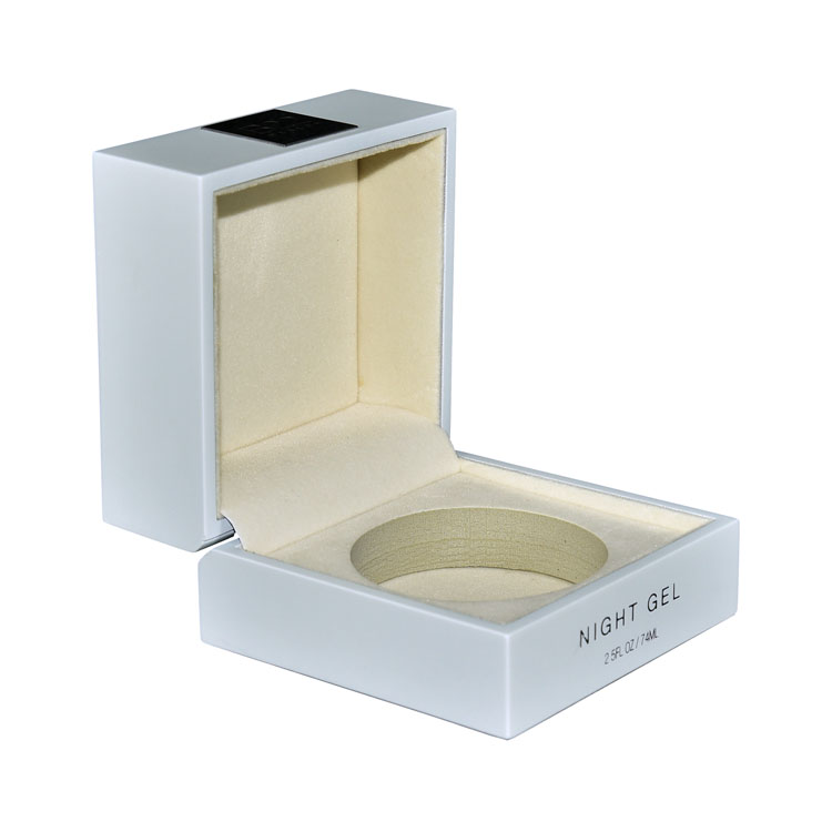 White Matte Paint Stainless Steel Laser Engraved Logo Beige Interior Decoration High-end Perfume Display Storage Packaging Box