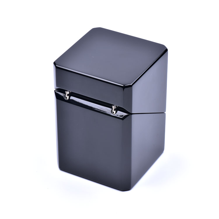 Cube Black Piano Paint Oblique Cover 45 Degree Corner Wooden Perfume Packaging Box Custom Made