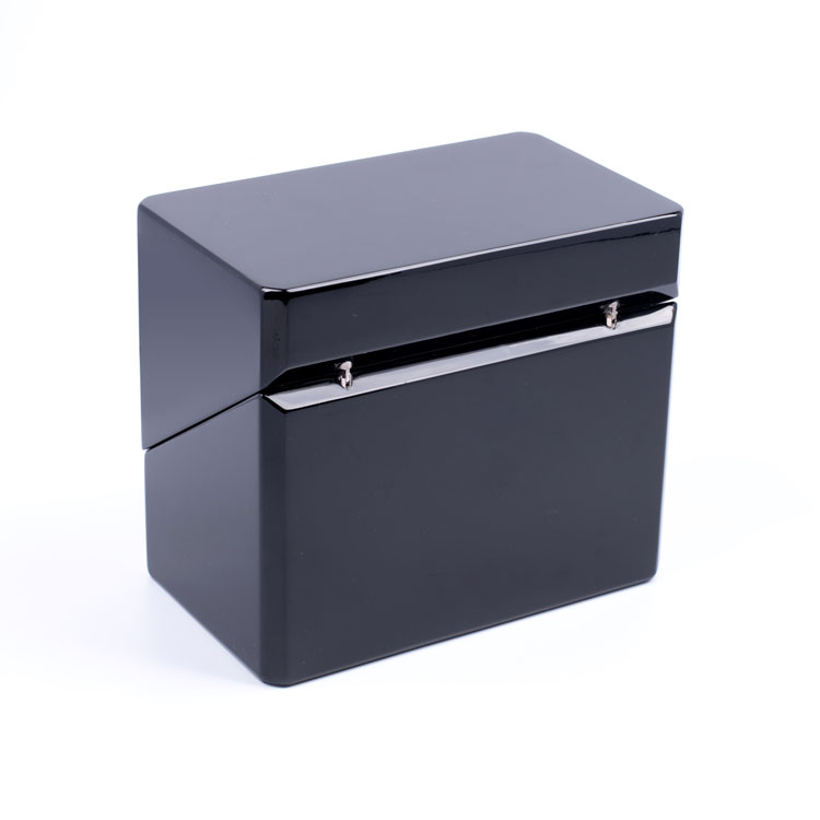 Double Bottle Cube Shape Long Logo Black Piano Paint Essential Oil Perfume Packaging Box