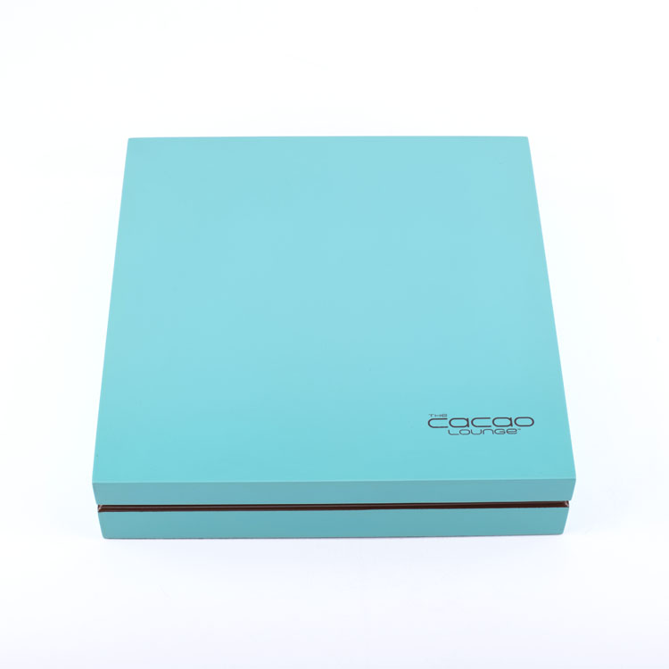 Fresh Blue Leather inside Nice Wooden Chocolate Box