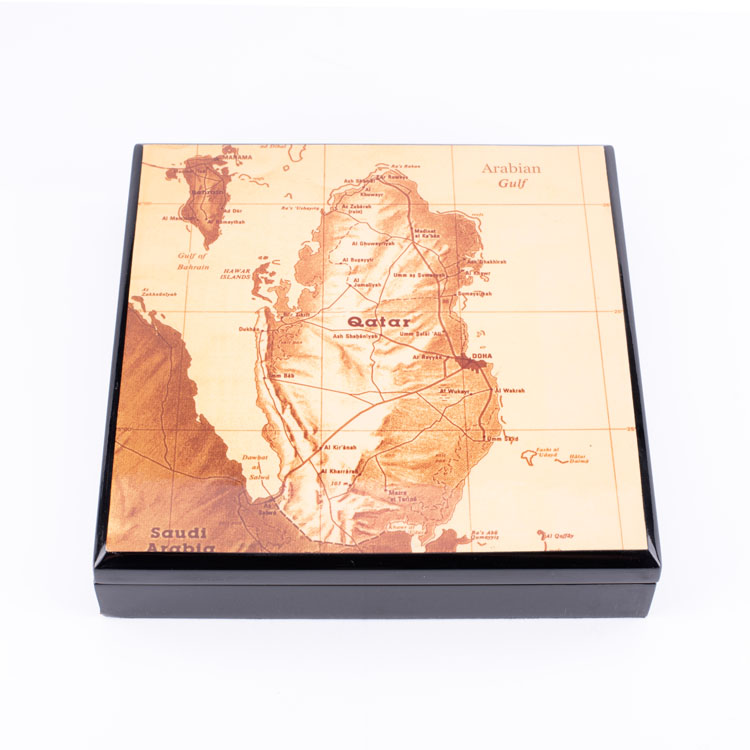 Gulf Map Glossy Hinged Wooden Ramadan Box