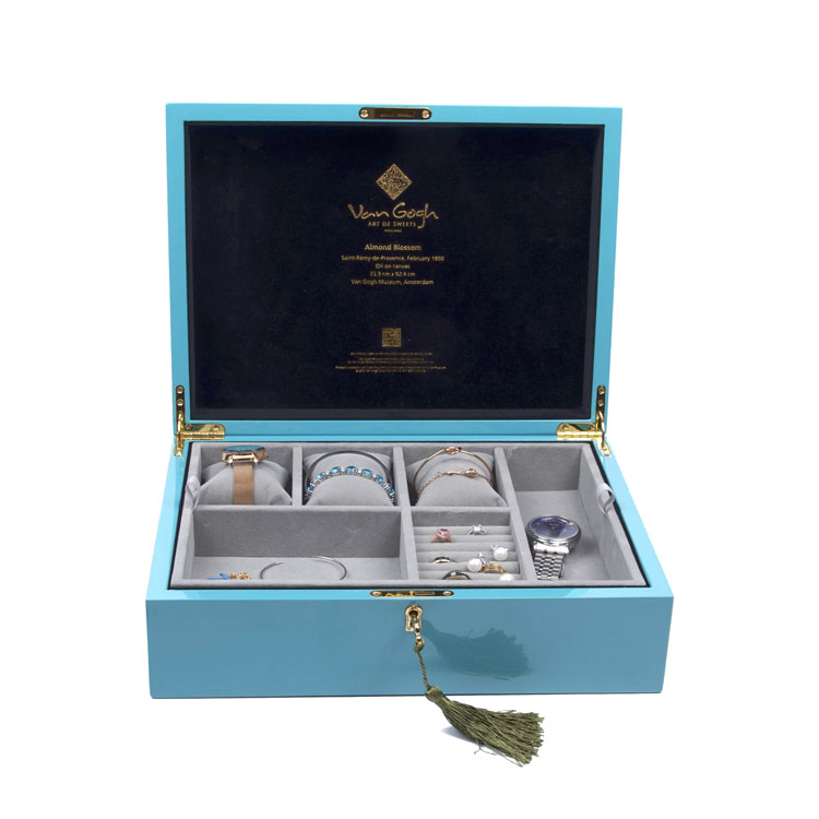 Versatile Removable Inner Tray Printed Wooden Jewelry Storage Box