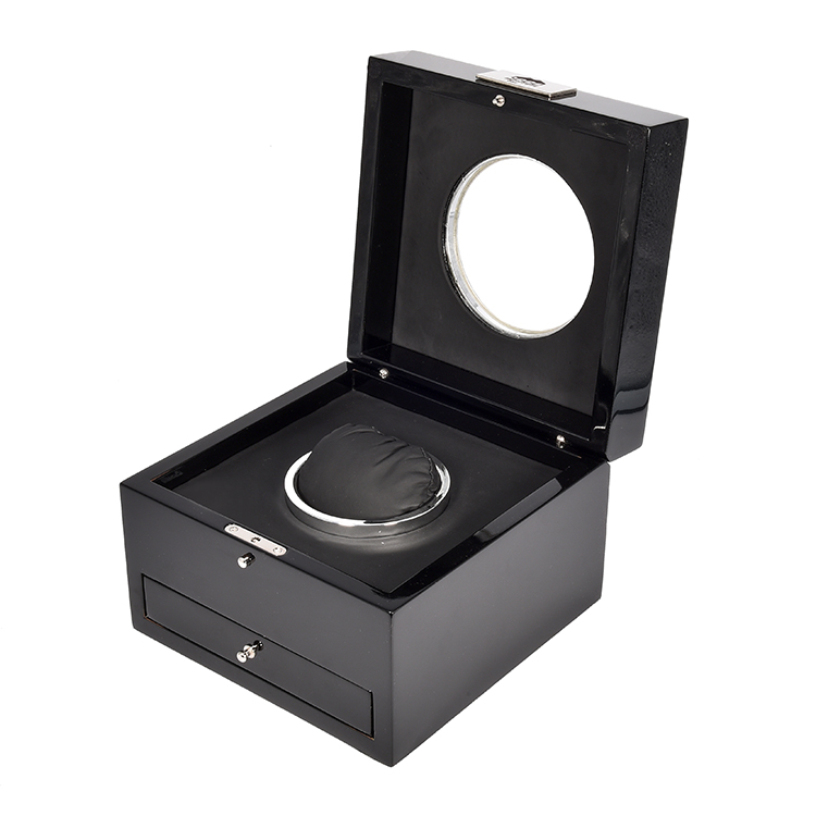 Custom Logo Black Double Two Drawer Smart Watch Box With Window