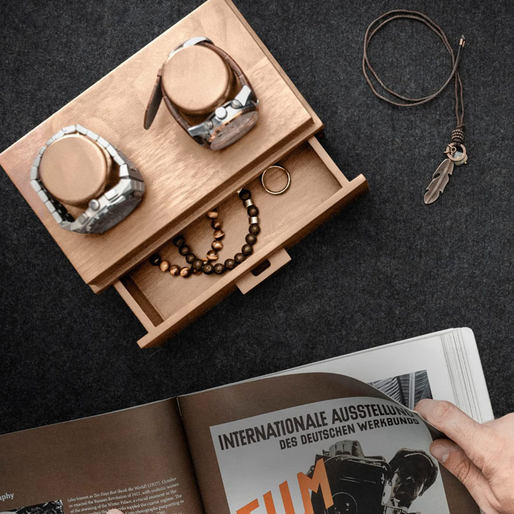 2 Slot Custom Luxury Glossy Wooden Custom Logo Watch Packaging Box Hot-sale Watch Box Wood Packing Box