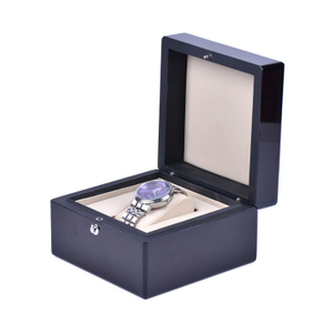 Wooden Box Factory Customized High End Custom Logo Black Safe Lock Watch Packing Box With Key