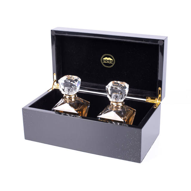 Black Piano Lacquer Custom Luxury wooden Perfume Bottle Box Packaging Gift Boxes With Key Lock