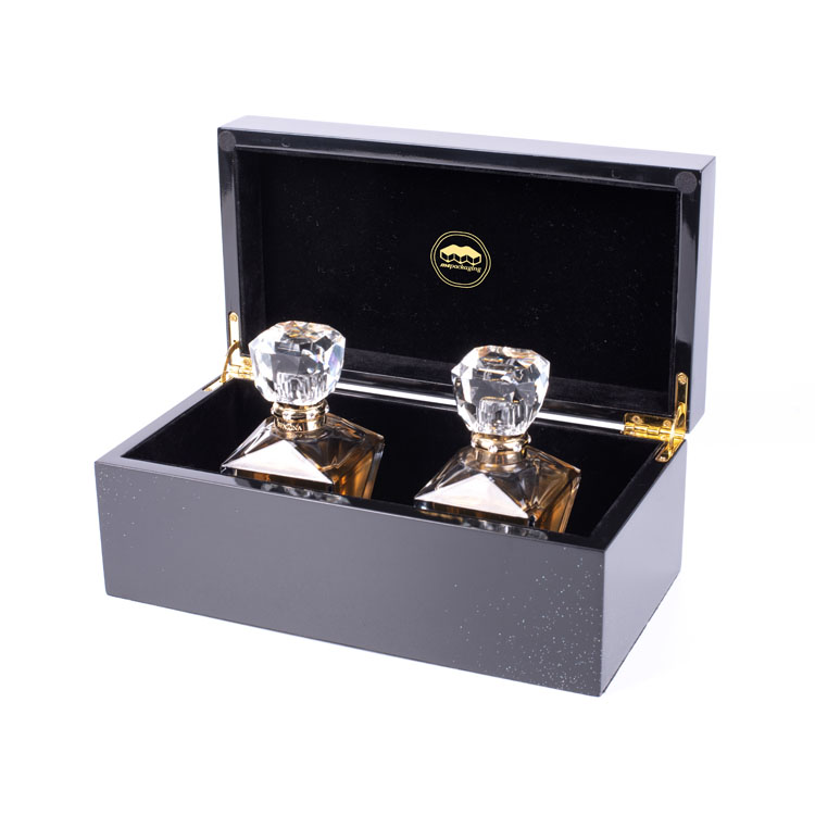 Black Piano Lacquer Custom Luxury wooden Perfume Bottle Box Packaging Gift Boxes With Key Lock