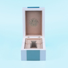 Small And Elegant White Painted Wooden Perfume Box Packaging Box with Brushed Stainless Steel Accessories