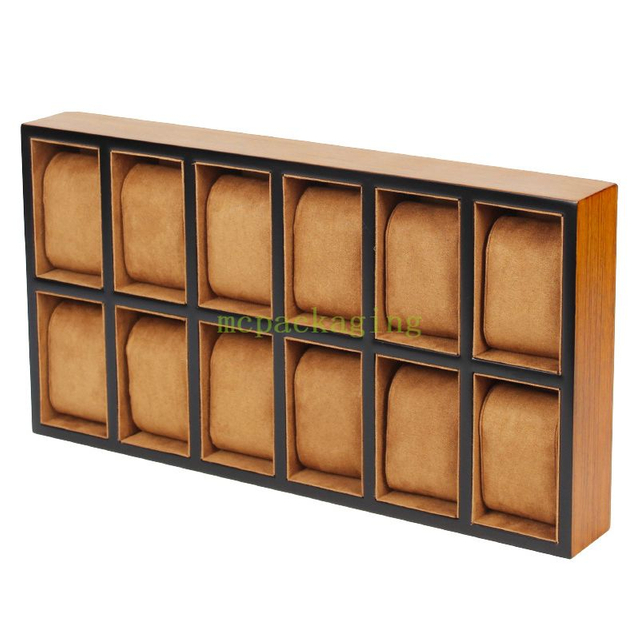 30 Slots Wooden Solid Wood Watch Storage Tray Watch Pillow Organizer Display Tray Showcase