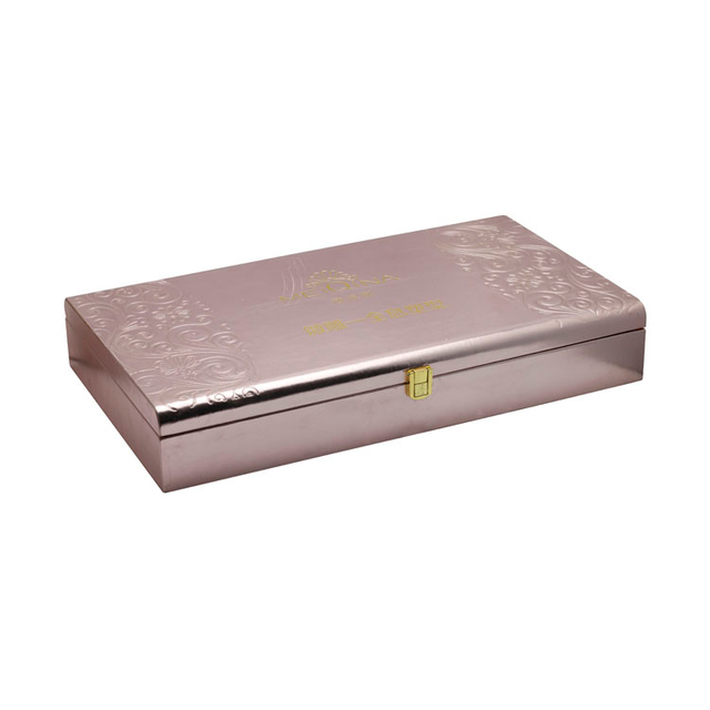 Mechanical Two Playing Pull Out Drawer Plastic Cake Rose Gold PU Leather Cosmetic Essential Oil Gift Packaging Box