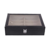 Wooden Sun Cases Crystal Scotch Set Carafe 6 Slots Wood With Clear Glass Top Sunglasses Case Box