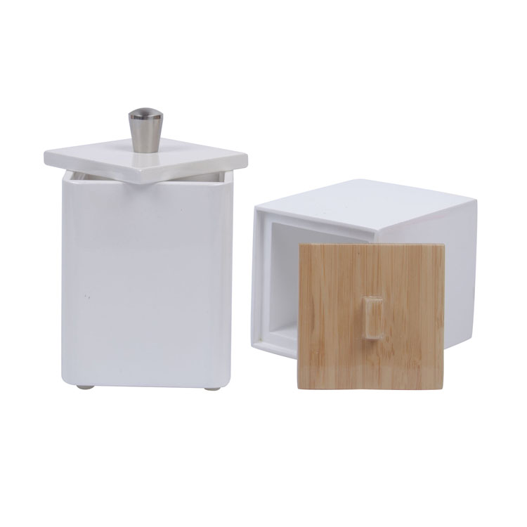 Small Hinged Silver Lock Wooden Teabag Box