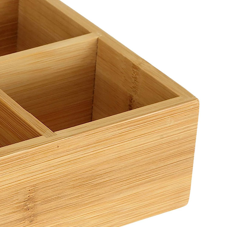 Bamboo Tea Bag Organizer Wood Hot Tea Bag Drawer Storage Organizer Holder with 6 Compartments Tea Chest Box for Coffee Station