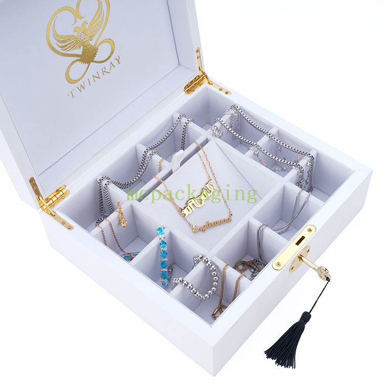 Glass Top Wooden Jewelry Display Box Portable Wood Jewelry Ring Box Jewelry Wood Box Lock Key