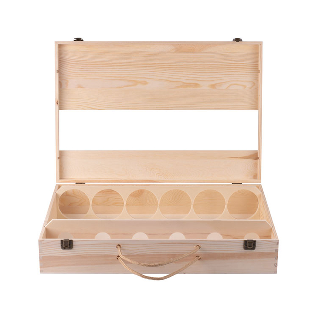 6 Bottle High End Low Moq Gift Packaging Wood Wine Box For 6 Red Wine Bottle wooden wine box with accessories