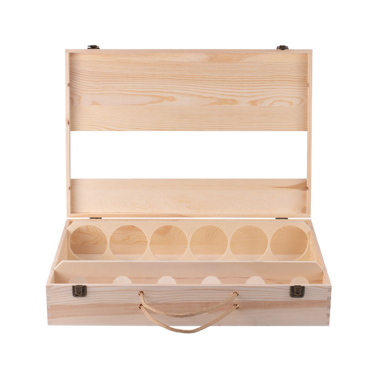6 Bottle High End Low Moq Gift Packaging Wood Wine Box For 6 Red Wine Bottle wooden wine box with accessories