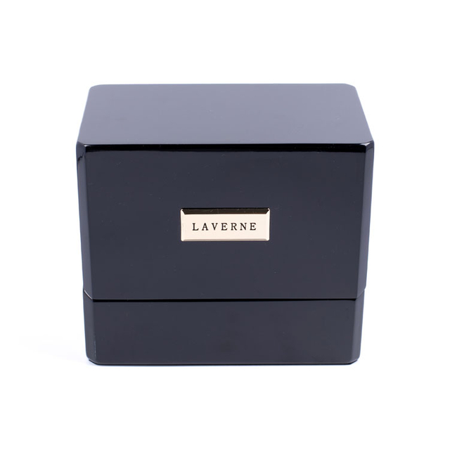 Double Bottle Cube Shape Long Logo Black Piano Paint Essential Oil Perfume Packaging Box