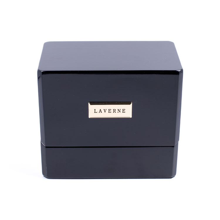 Double Bottle Cube Shape Long Logo Black Piano Paint Essential Oil Perfume Packaging Box