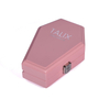 Silver Double Column Hinge Japanese Lock Pink PU Leather Interior Creative Hexagonal Coffin-shaped Perfume Wooden Box Packaging Custom Made