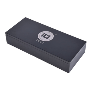Rectangular Black High-gloss Paint Embedded Metal Logo Craft Removable Black EVA Inner Holder Multi-bottle Perfume Essential Oil Display Storage Packaging Box