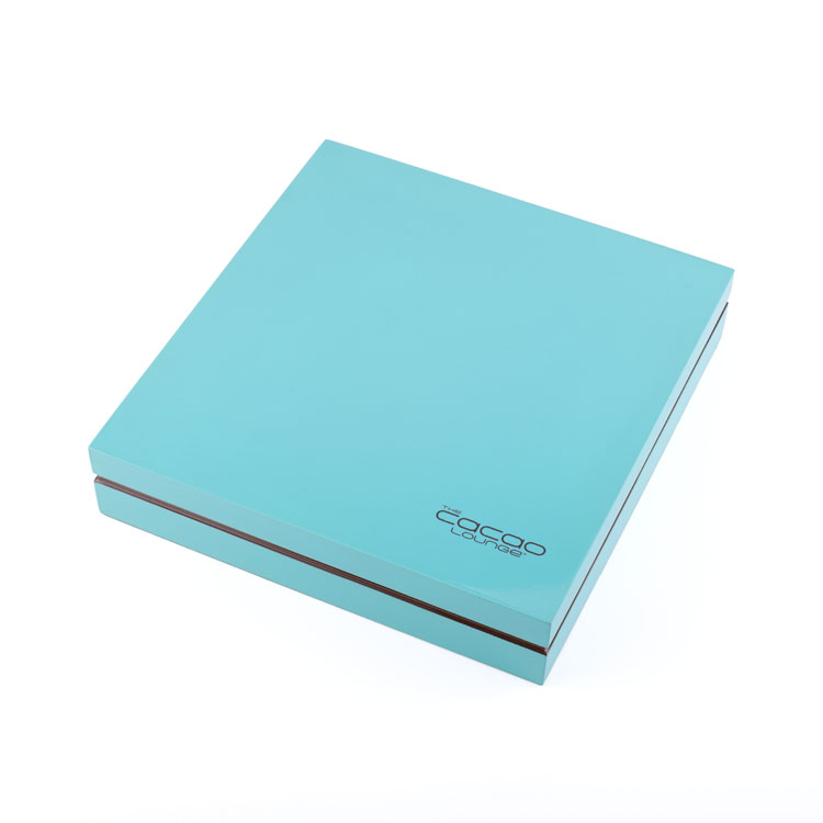 Fresh Blue Leather inside Nice Wooden Chocolate Box