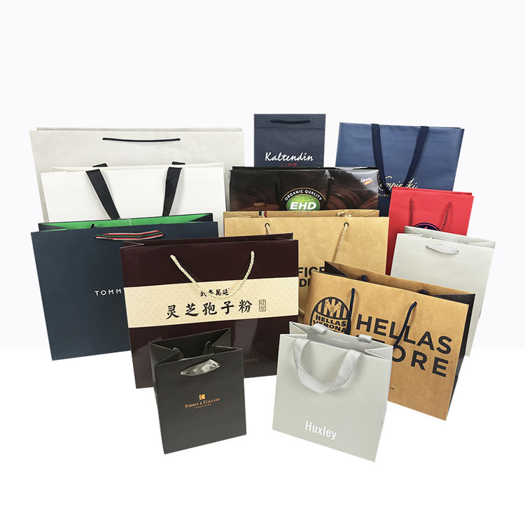 Wholesale Custom Printed Brand Logo Design Promotion Luxury Clothing Retail Gift Shopping Black Jewellery Paper Bag With Handle