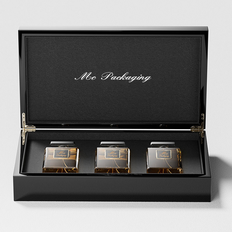 Luxury Glossy paint varnishing design wooden box like perfume box accept custom logo luxury perfume bottles with box packaging