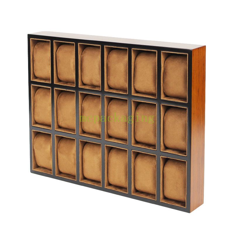 30 Slots Wooden Solid Wood Watch Storage Tray Watch Pillow Organizer Display Tray Showcase