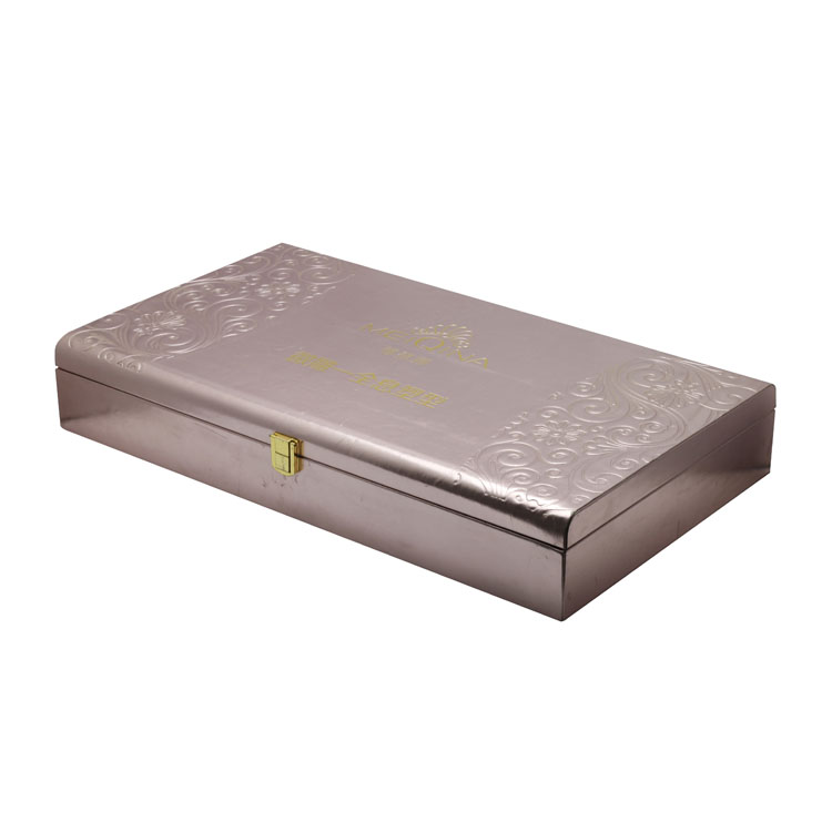 Mechanical Two Playing Pull Out Drawer Plastic Cake Rose Gold PU Leather Cosmetic Essential Oil Gift Packaging Box