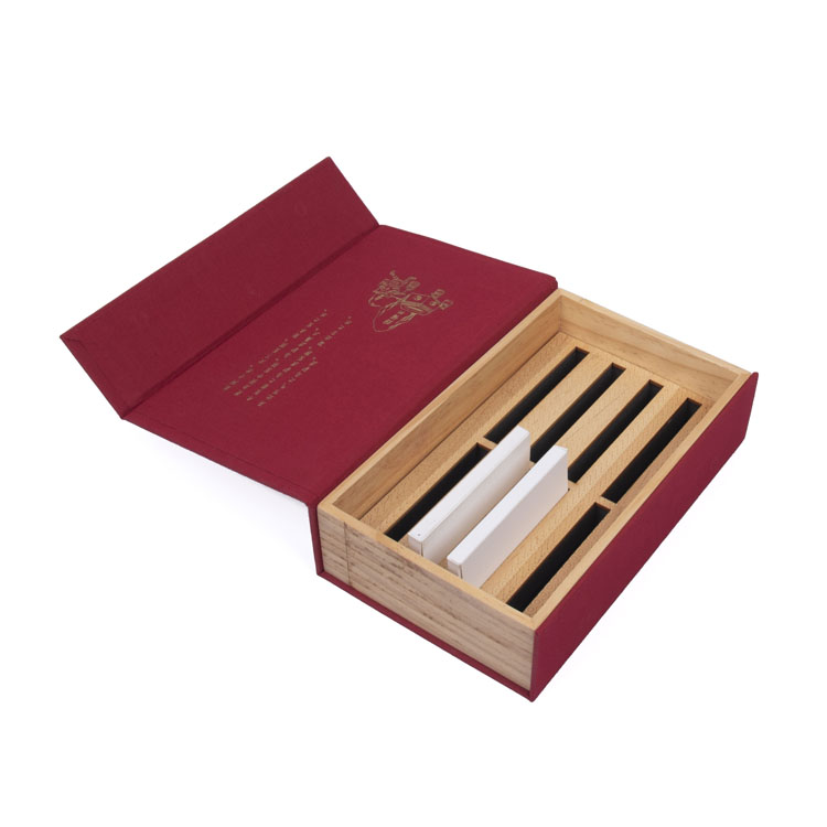 Competitive Price Wine Jewellery Boxes Bulk Gift Set Mirror Red Linen Wrapped Pine Ass Hide Glue Gift Box