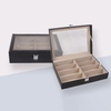 Wooden Sun Cases Crystal Scotch Set Carafe 6 Slots Wood With Clear Glass Top Sunglasses Case Box