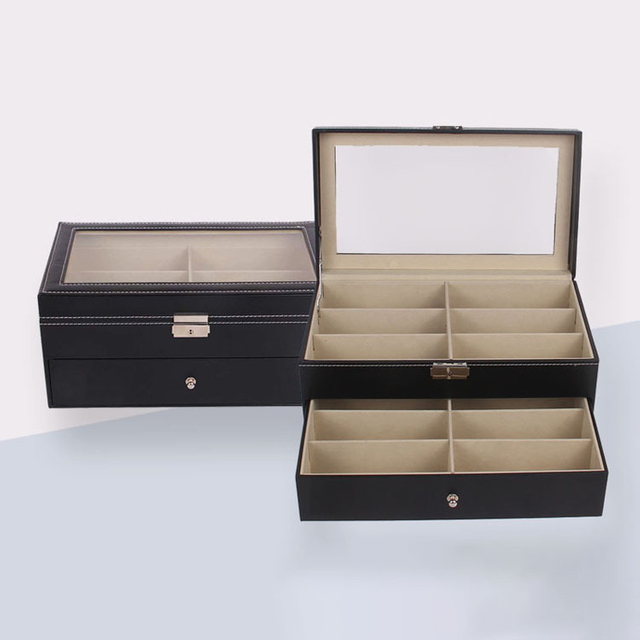 Eye Milk Bottle Wood Wooden With Glass Mosaic Sunglasses Case Box