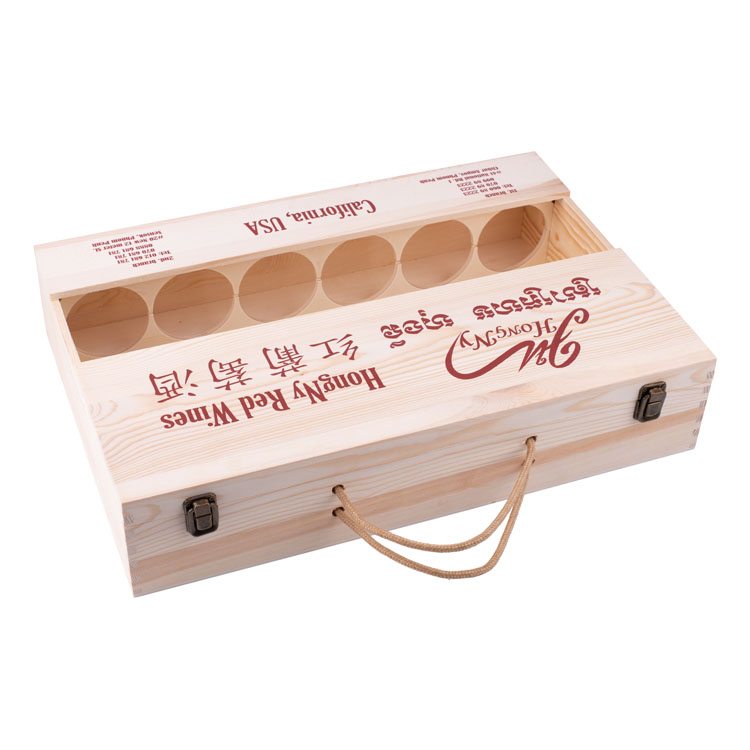 6 Bottle High End Low Moq Gift Packaging Wood Wine Box For 6 Red Wine Bottle wooden wine box with accessories