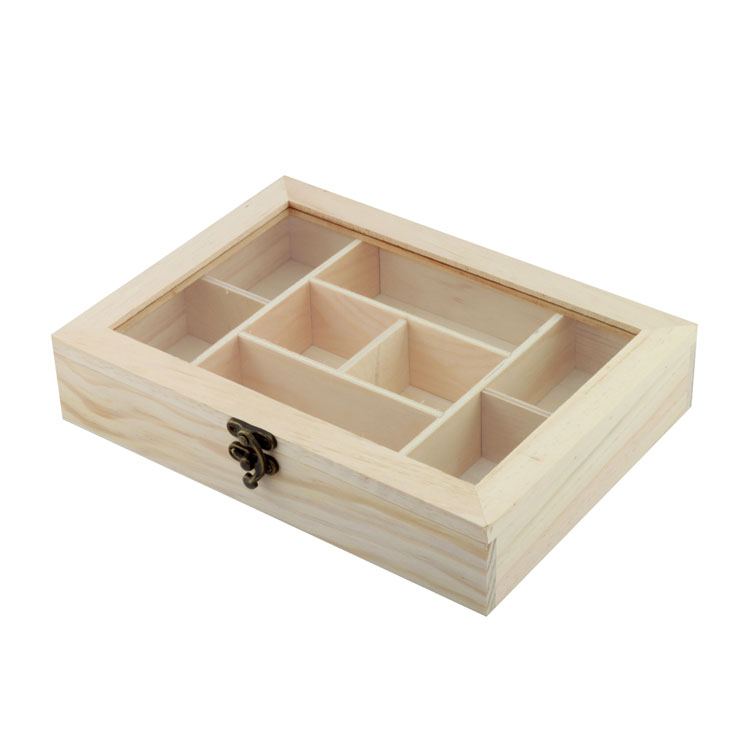 Wood Box factory customized Wooden Box factory customized Wholesale Custom Logo Glass Lid Wooden Tea Bag Box For Gift