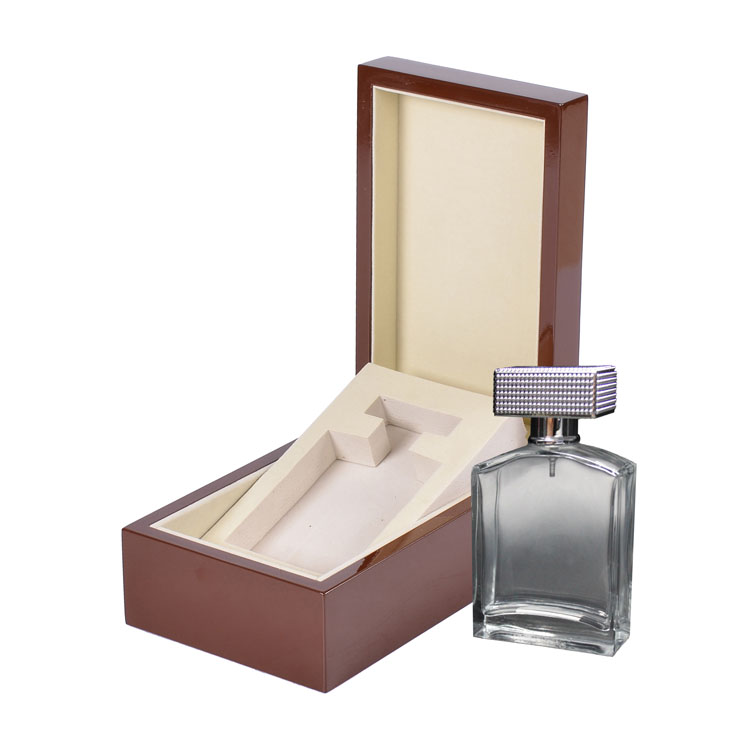 Small Brown Rectangular Inner Tray with Movable Elastic Hinge for Storage And Display of Perfume Wooden Box for Paint Packaging