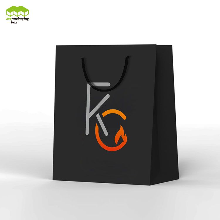 Coated Paper Customized Logo Black Ribbon Paper Bag