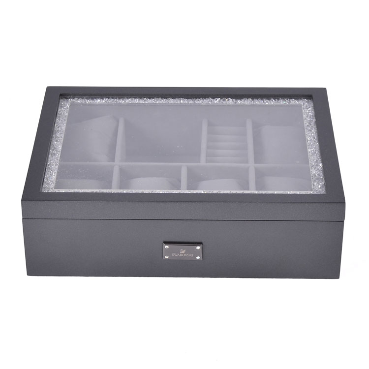 8-slot Pearl Lustre Grey with Acrylic Window Watch Jewelry Display Storage Box