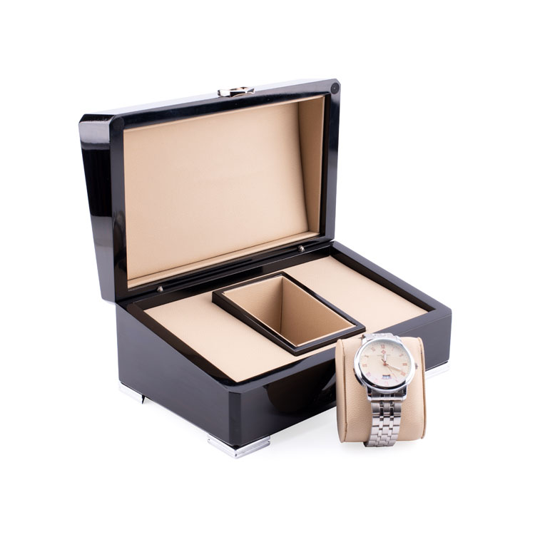 Classic High-end Black Watch Box with Silver Lock