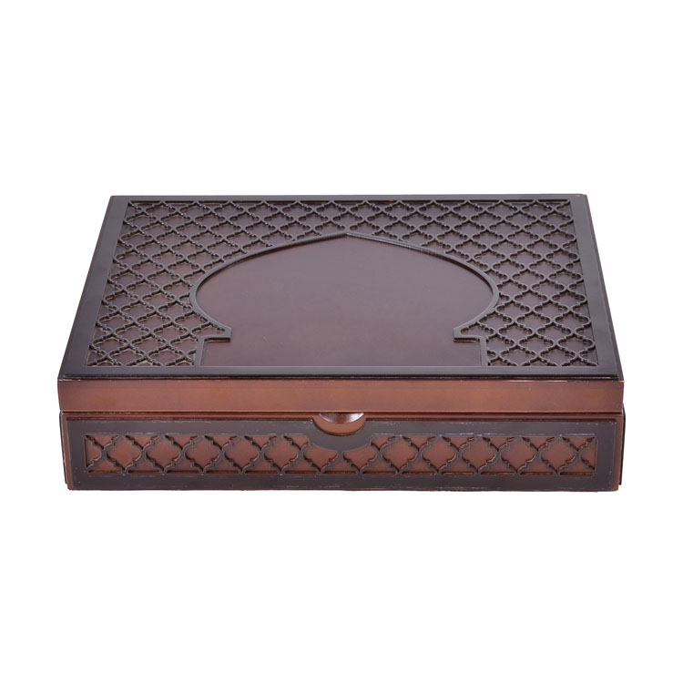 Mosque Shaped Wooden Ramadan Gift Box With Matte Finish For Dates And Sweets Packaging