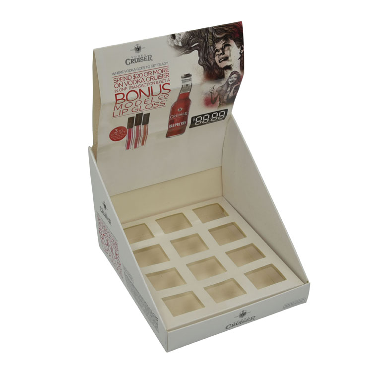 Custom Pdq Cardboard Tabletop Countertop Cosmetic Makeup Lash Product Display Boxes Paper Lipstick Skin Care Eyelash Display Box