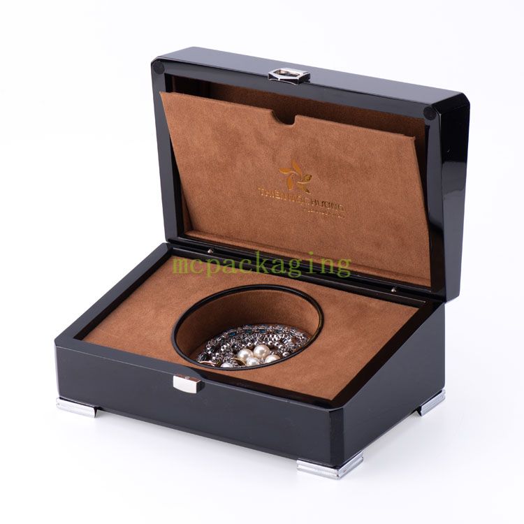 Customized Logo Black Glossy Wood Jewelry Box Wooden Jewelry Box Template Wooden Jewelry Box Xxl