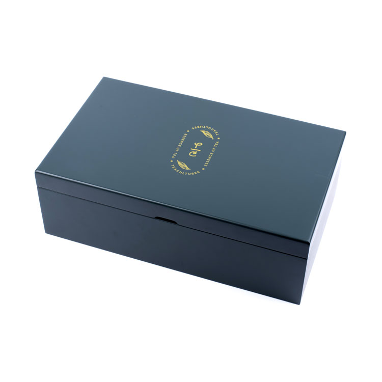 Wooden Box Factory Customized Logo Purple Piano Finishing Multi Compartment Storage And Display Tea Bag Wooden Packaging Box