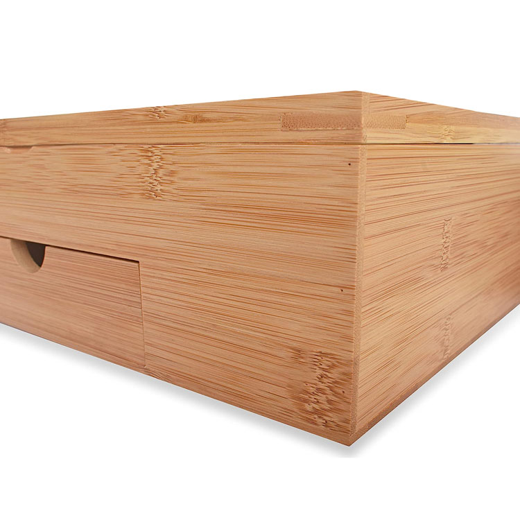 Products Tea Box Bag Storage Holder Organizer Bamboo Wood Chest Container Has 8 Compartments Comes with Drawer Complete