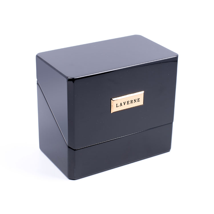 Double Bottle Cube Shape Long Logo Black Piano Paint Essential Oil Perfume Packaging Box