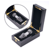 Gold Metal Logo Embedded in Black Piano Paint Perfume Wooden Box Packaging