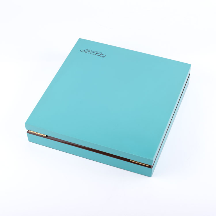 Fresh Blue Leather inside Nice Wooden Chocolate Box
