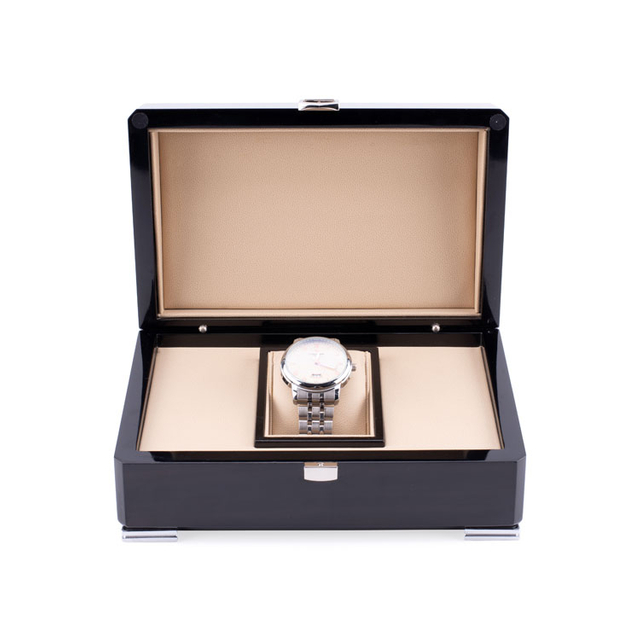 Classic High-end Black Watch Box with Silver Lock