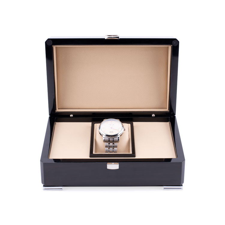 Classic High-end Black Watch Box with Silver Lock